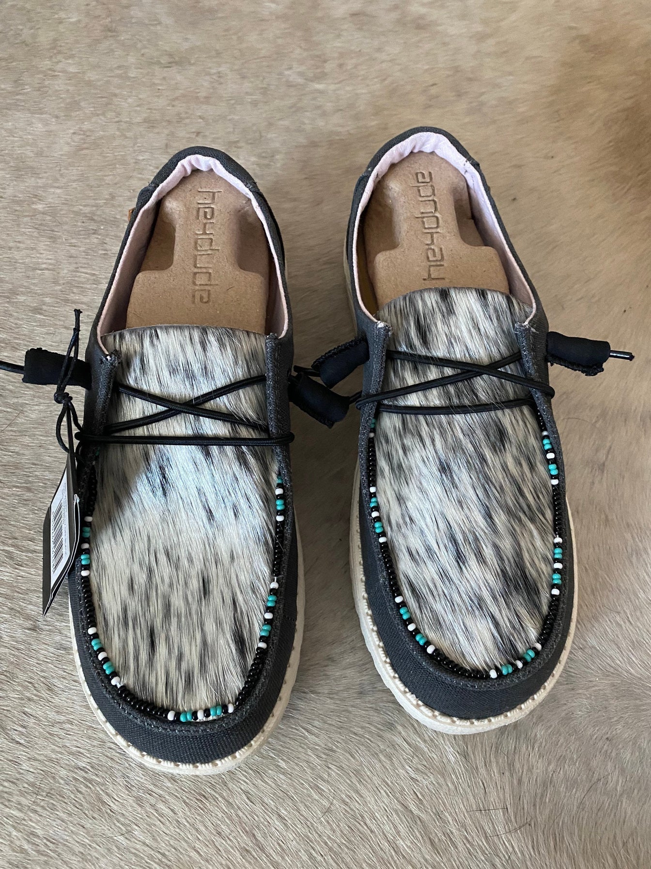 Genuine Cowhide Beaded Hey Dude Shoes | MADE TO ORDER