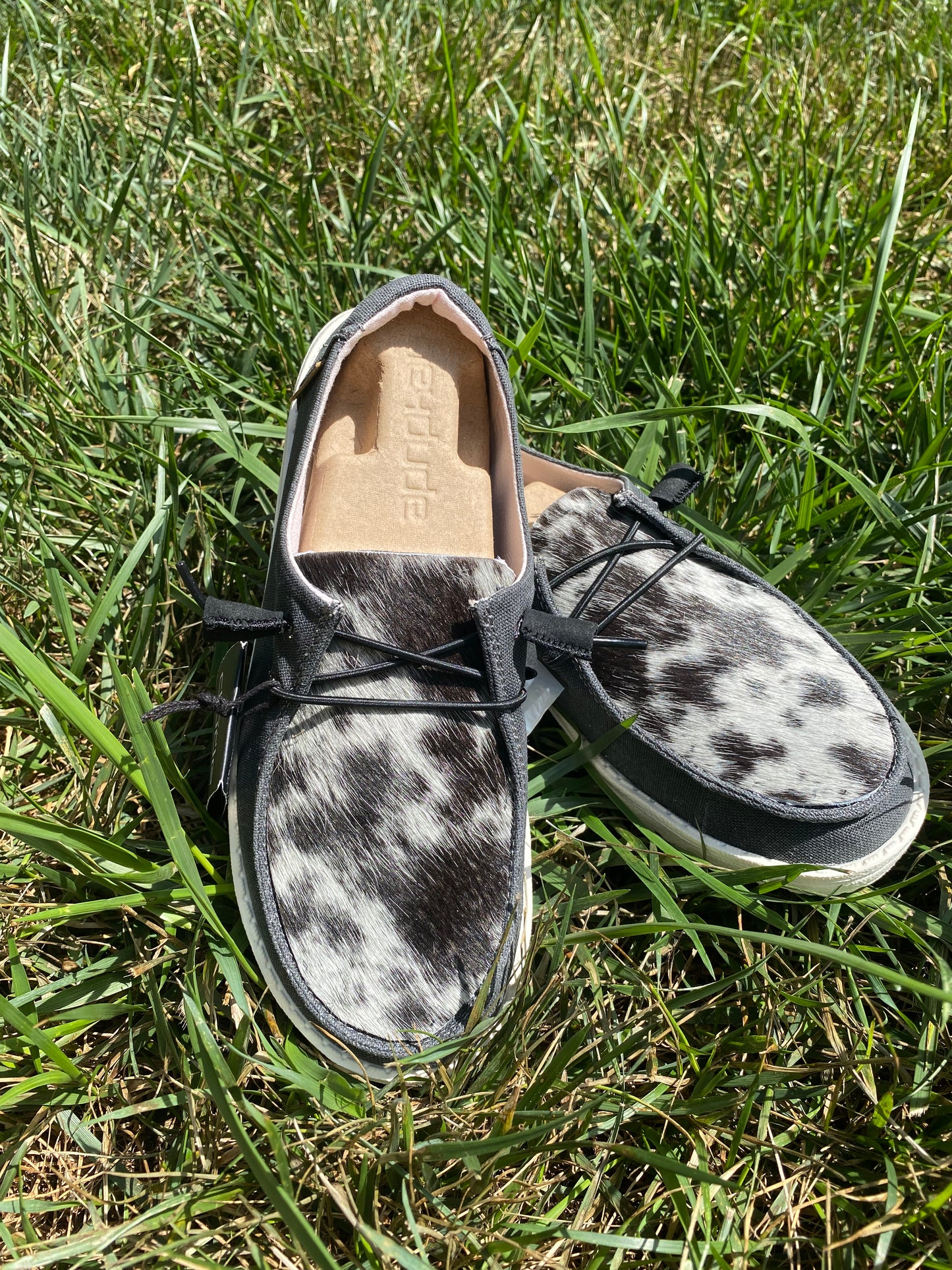 Genuine Cowhide Hey Dude Shoes | MADE TO ORDER | Black Cowhide